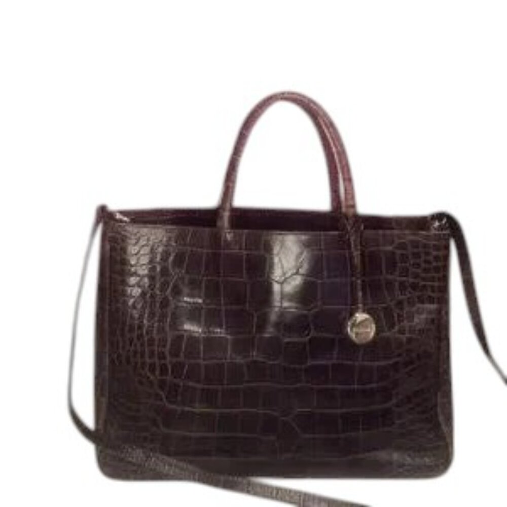 Furla | Brown Leather Croc Embossed | Crossbody & Top Handles | EUC - Picture 3 of 14